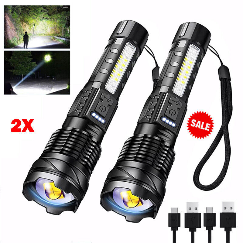 990000000 Lumen Super Bright LED Tactical Flashlight Rechargeable LED Work Light