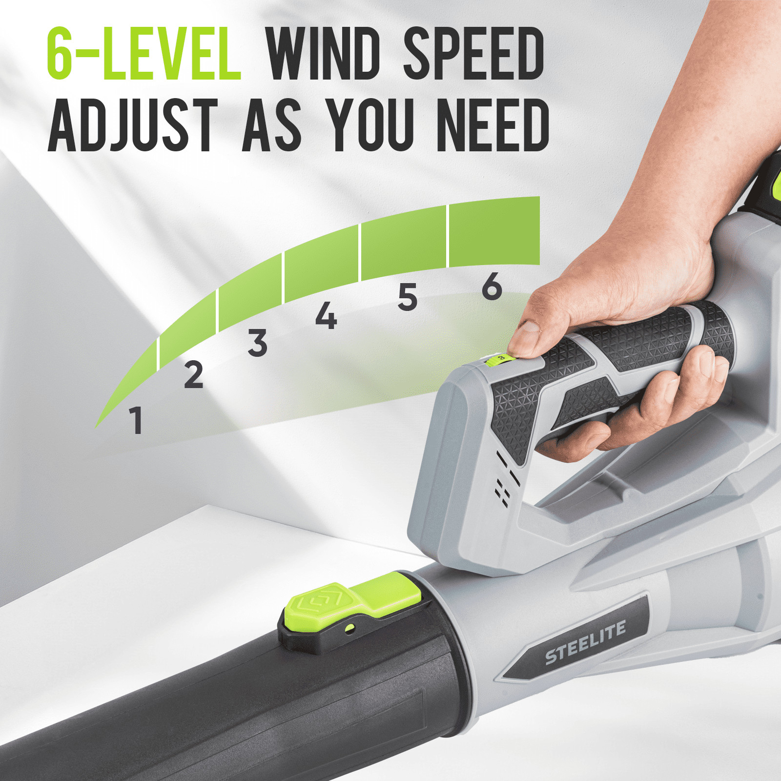 Steelite 20V Cordless Leaf Blower 600 CFM/150 MPH 6-speed with 2×2.0Ah Batteries