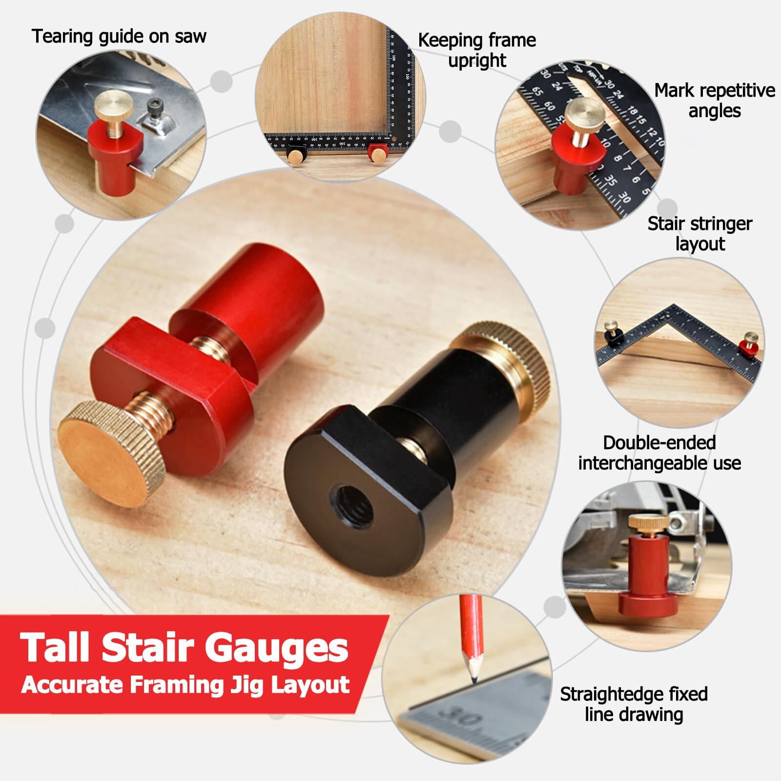 Stair Gauge Set for Framing Square Rafter Layout Marking Tool Carpentry Squares