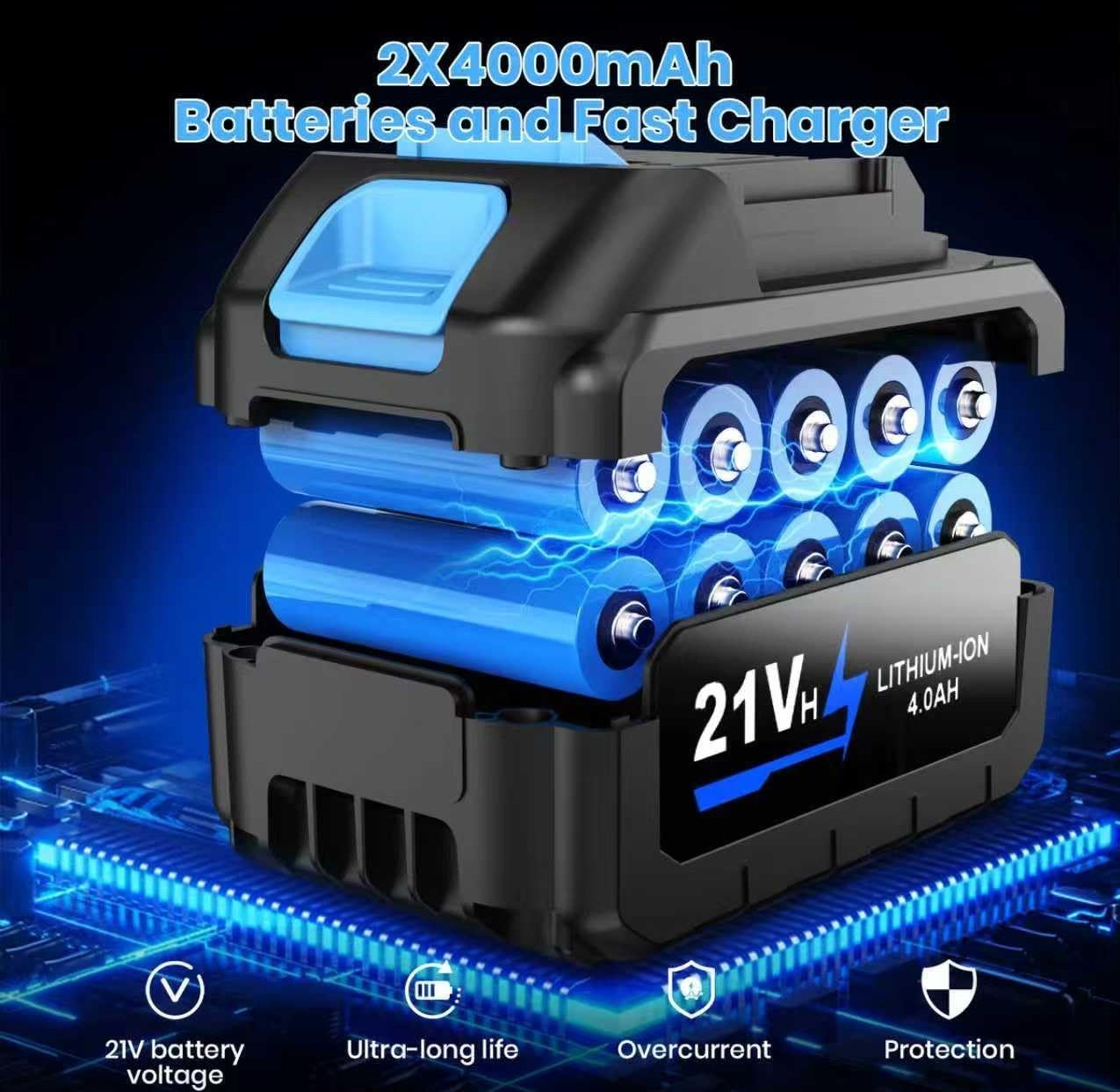 Cordless Leaf Blower with 2x 21V Batteries & Charger – 80,000 RPM 200MPH – NEW