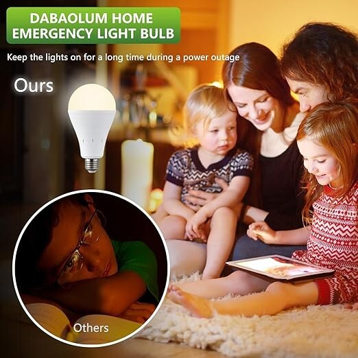 6 Pack Rechargeable Emergency Light Bulbs, Battery Powered LED Light Bulb 3000K
