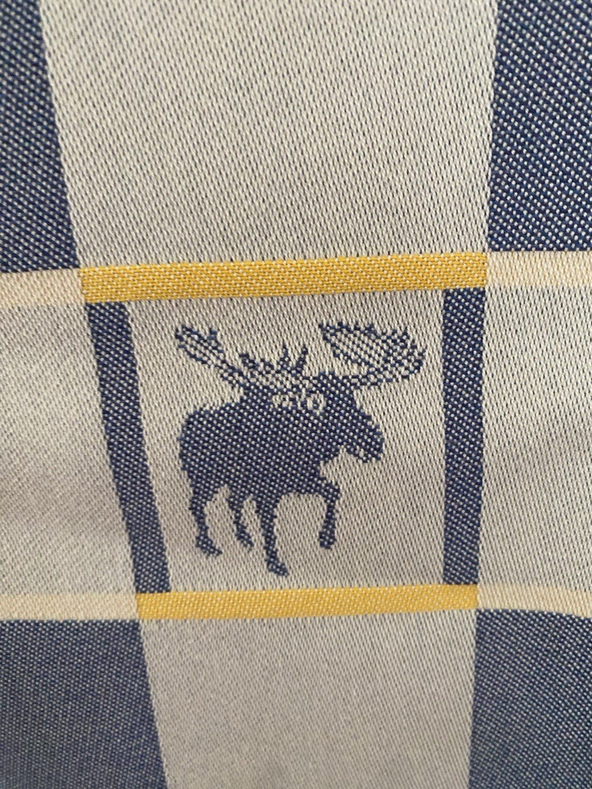 Ekelund Sweden weavers woven square tablecloth Swedish blue yellow moose horse