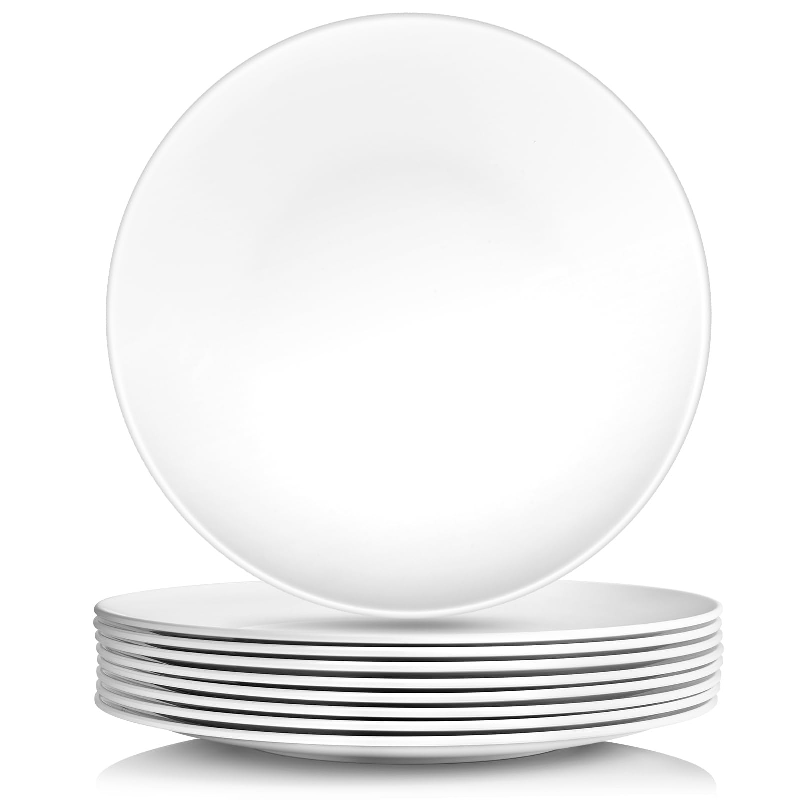 Plates 11inch Melamine Dinner Plates Round White Durable Dishes Set of 8 for …