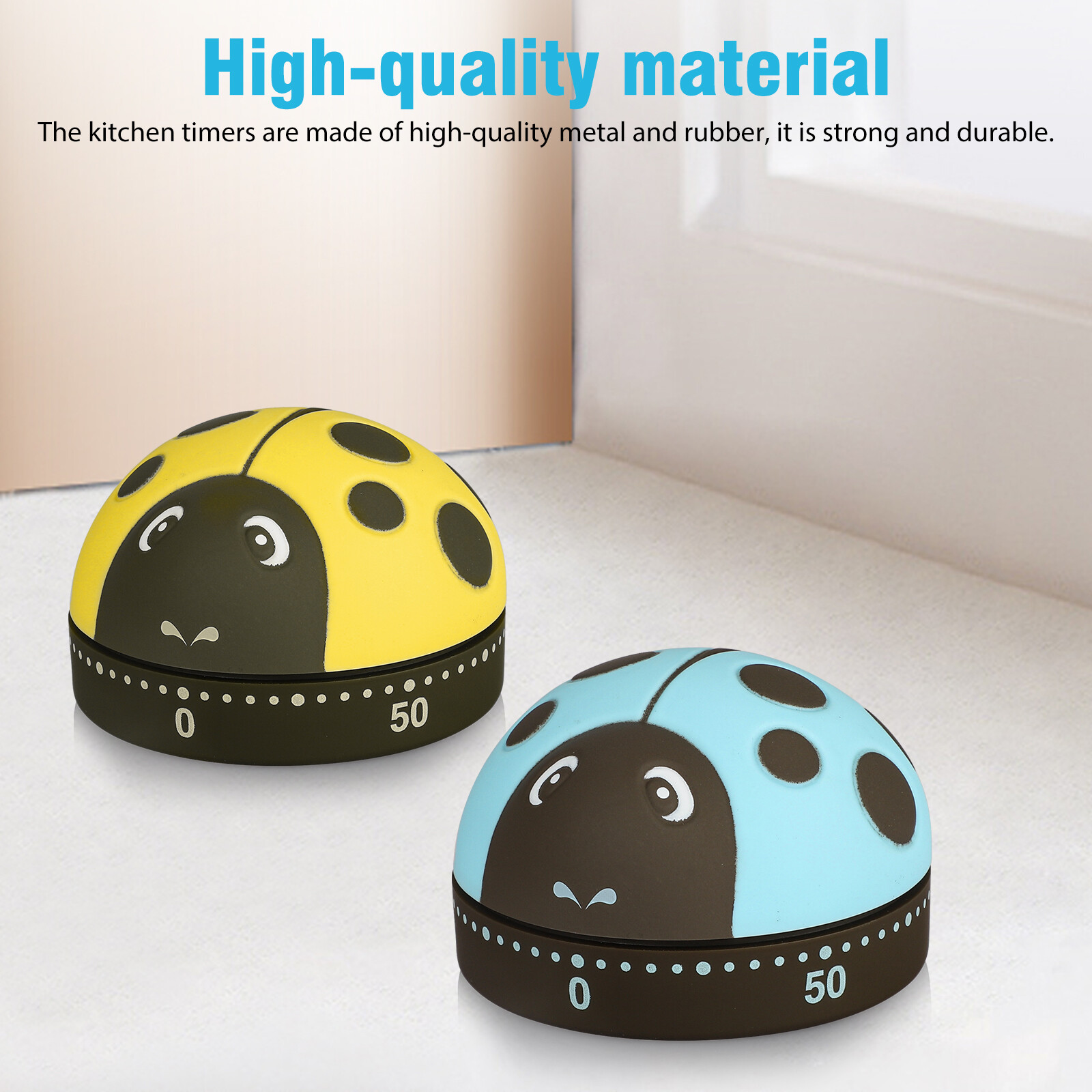 2 x Kitchen Cooking Timer Cute Cartoon Ladybug 60-Minute Analog Mechanical Alarm