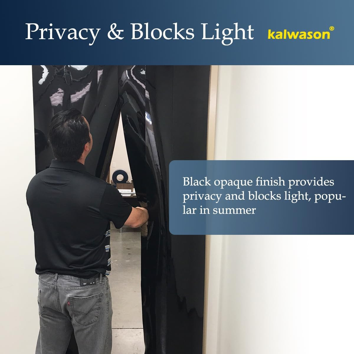 Plastic Strip Door Curtain Black, 148 Ft * 7.5 in * 0.06 in | Commercial Flat PV