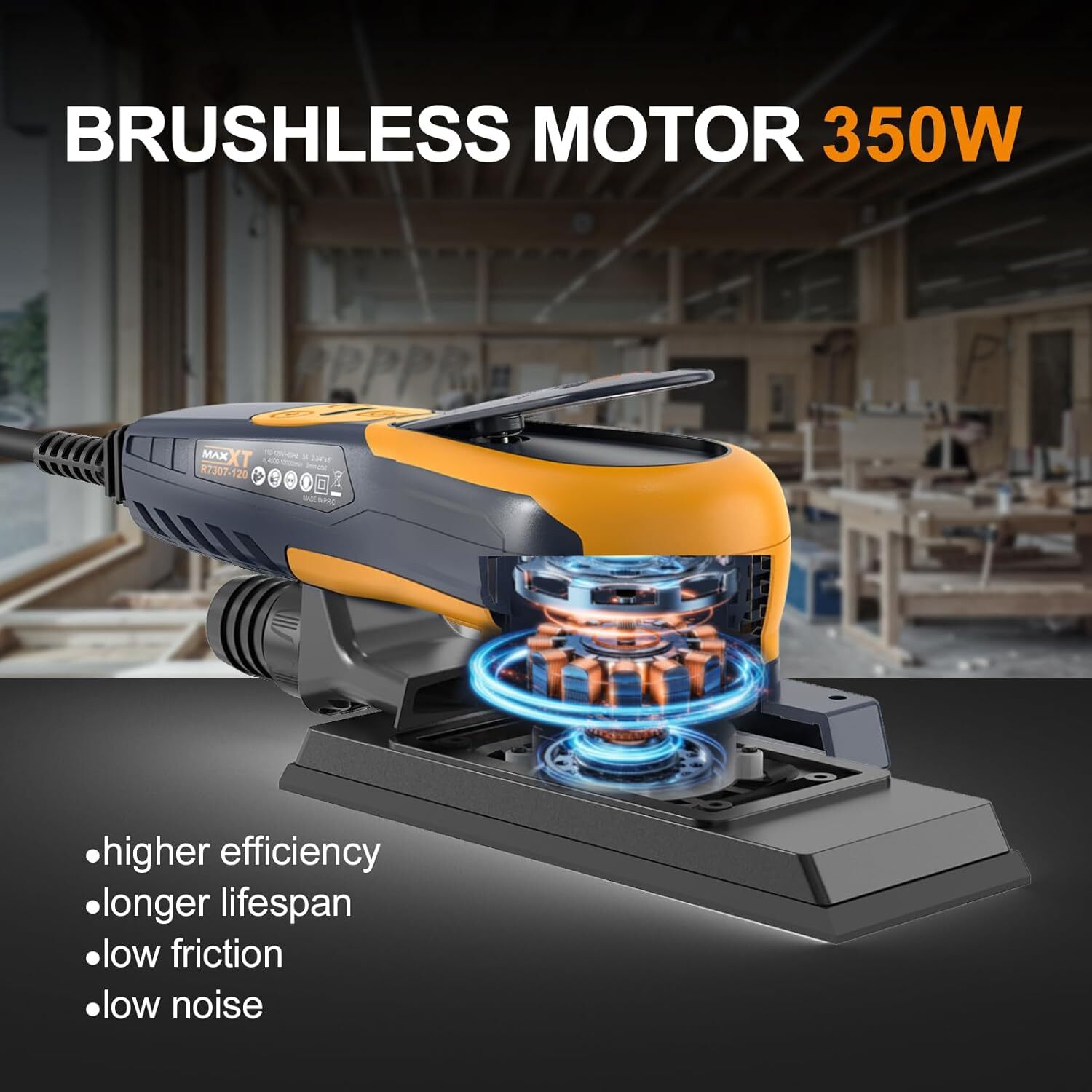 Electric Brushless Sheet Sander 350W 3A Variable Speed Corded Orbital Sanders