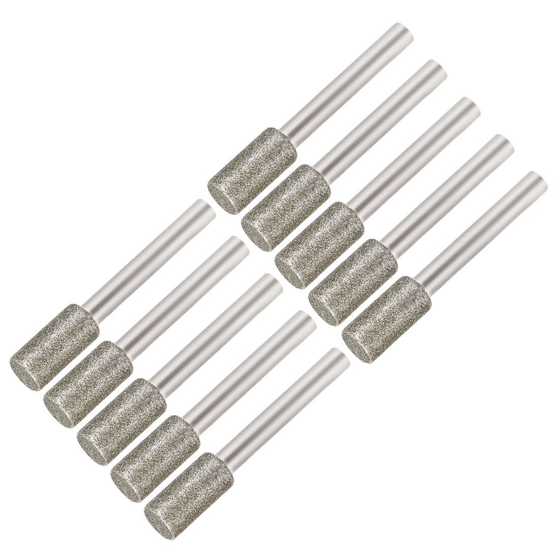 10pcs Diamond Burrs for Rotary Set 1/4-Inch Shank 10mm Cylindrical 120 Grit