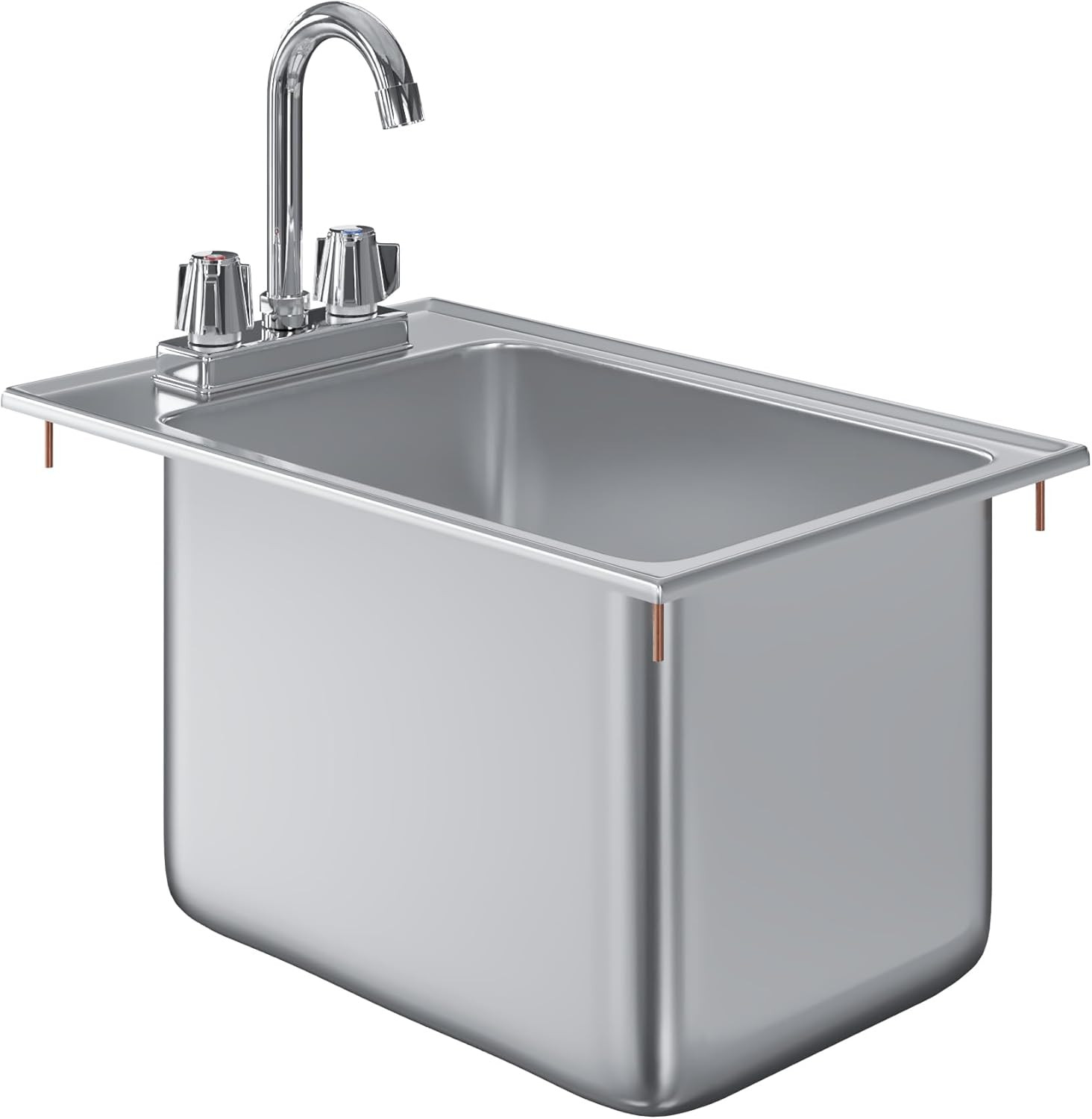 Stainless Steel 1 Compartment Drop-In Sink Bowl 10 In. X 14 In. X 10 In. with Fa