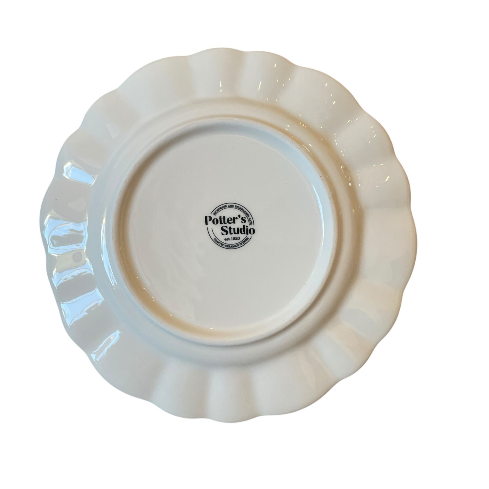 Potter’s Studio PINK SANTA Salad Plates 8.5in Ceramic Set of 4 Christmas New