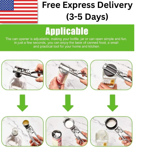 2X Adjustable Multifunctional Stainless Steel Can Opener Jar Lid Gripper Kitchen