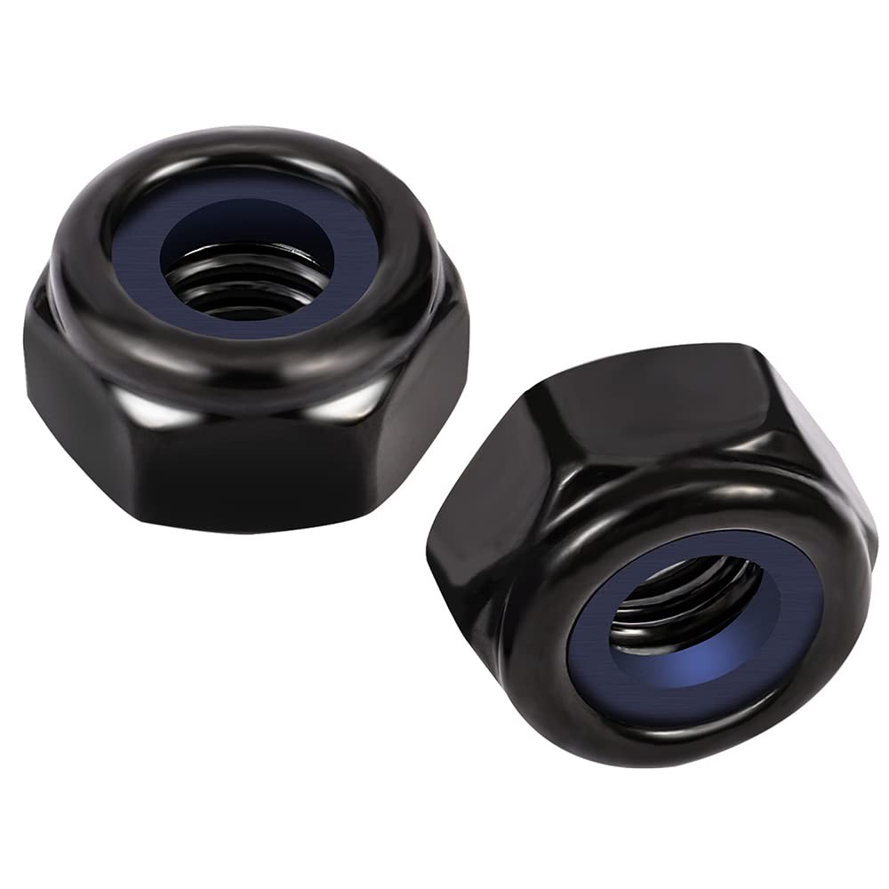 MewuDecor #8-32 Nylon Insert Hex Lock Nuts Locknuts, 304 #8-32, Black