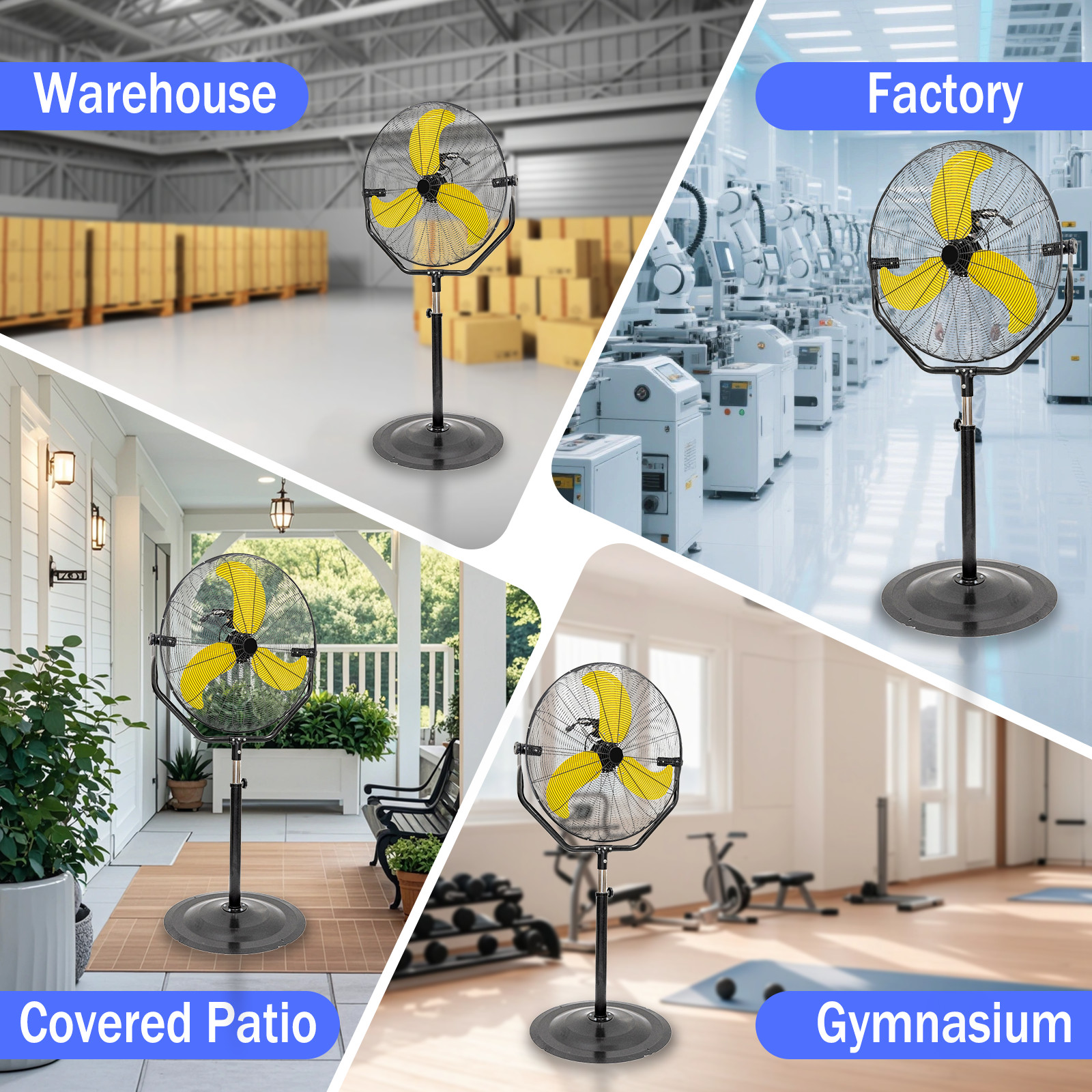 30″ Pedestal Fan, Powerful Heavy Duty, Commercial Fan for Warehouses, Factories
