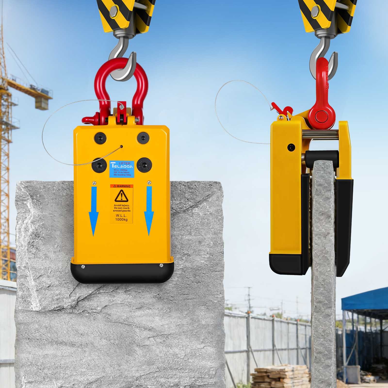 1000kg 10MM-50MM Stone Lifter Stone Slab Lifting C Clamp with Soft Rubber Jaws