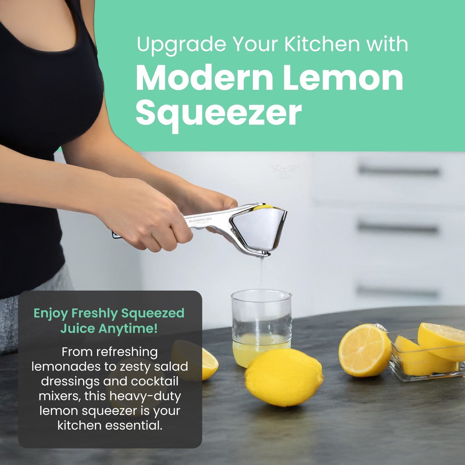 Blooming Sea Lemon Squeezer – Compact & Heavy-Duty Citrus Press Juicer