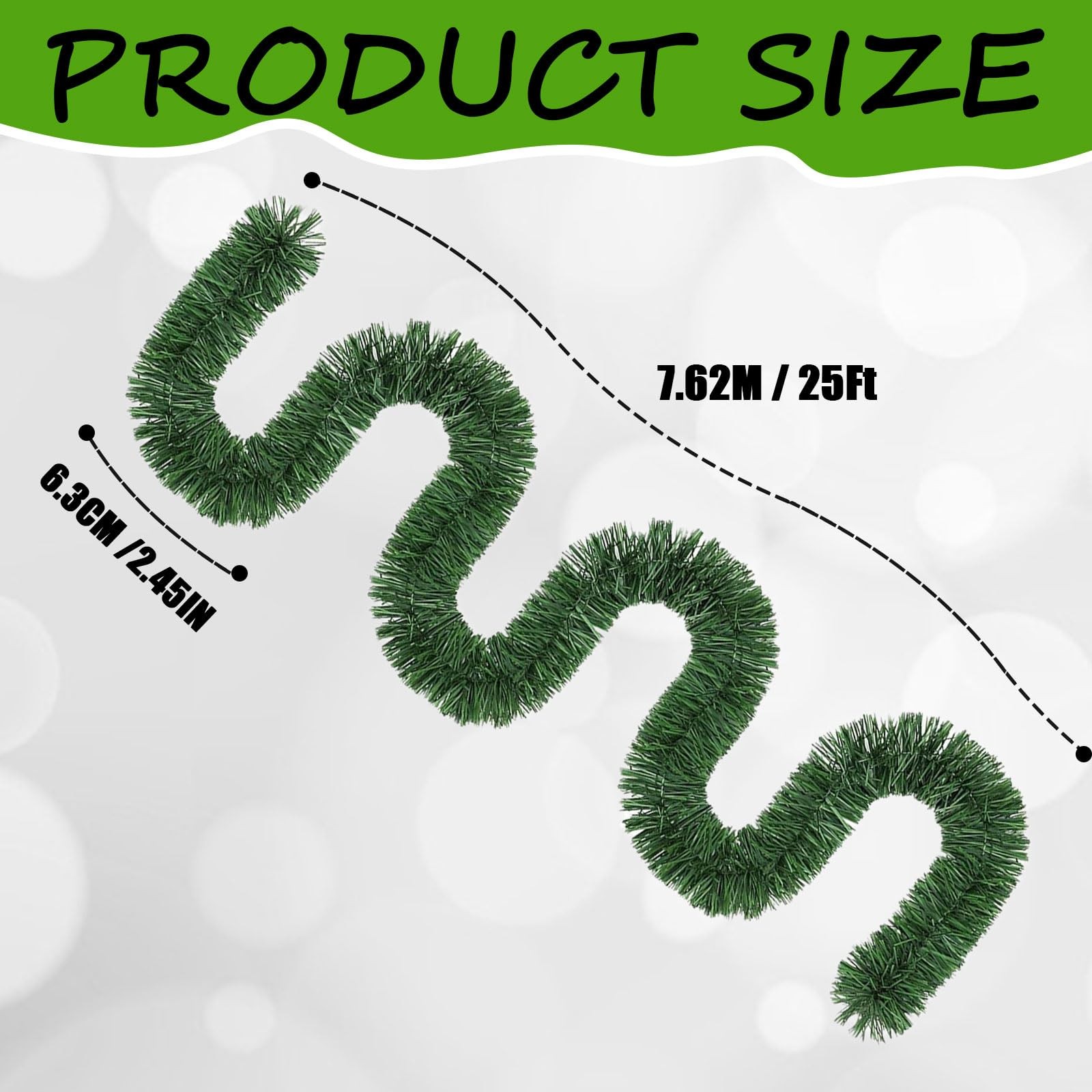 2-Pack 50FT Green Garland Christmas Decorations with Light Green-50FT,