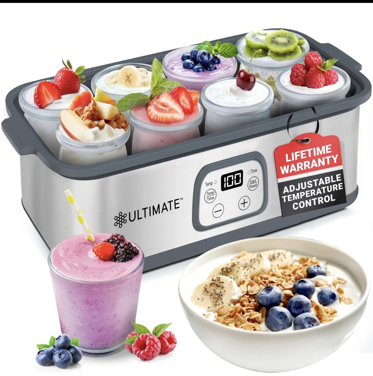 Ultimate Probiotic Yogurt Maker with Adjustable Temperature & Time Control,