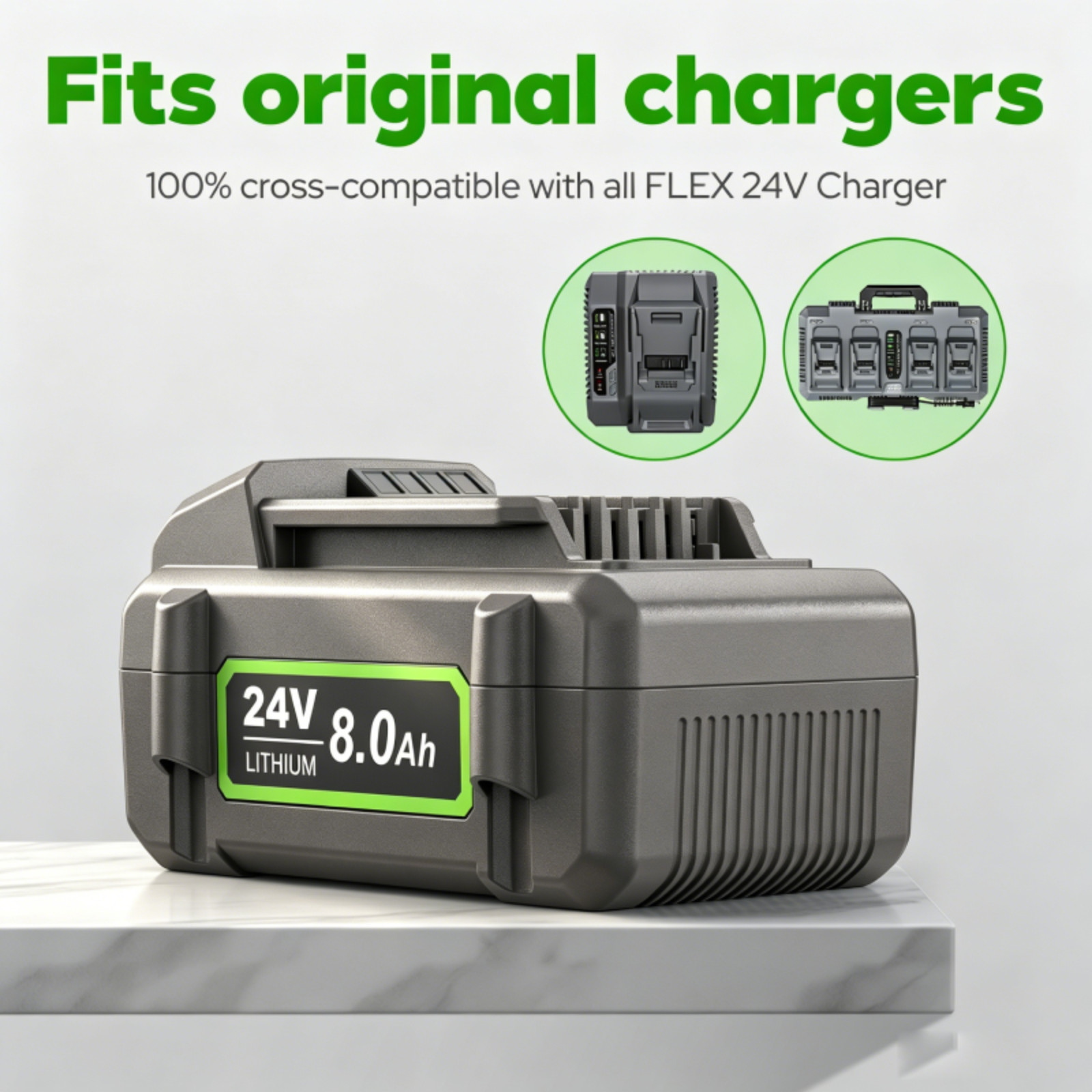 1/2-Pack 8000mAh Replacement Battery For Flex 24 Volt Cordless Tool FX0221-1