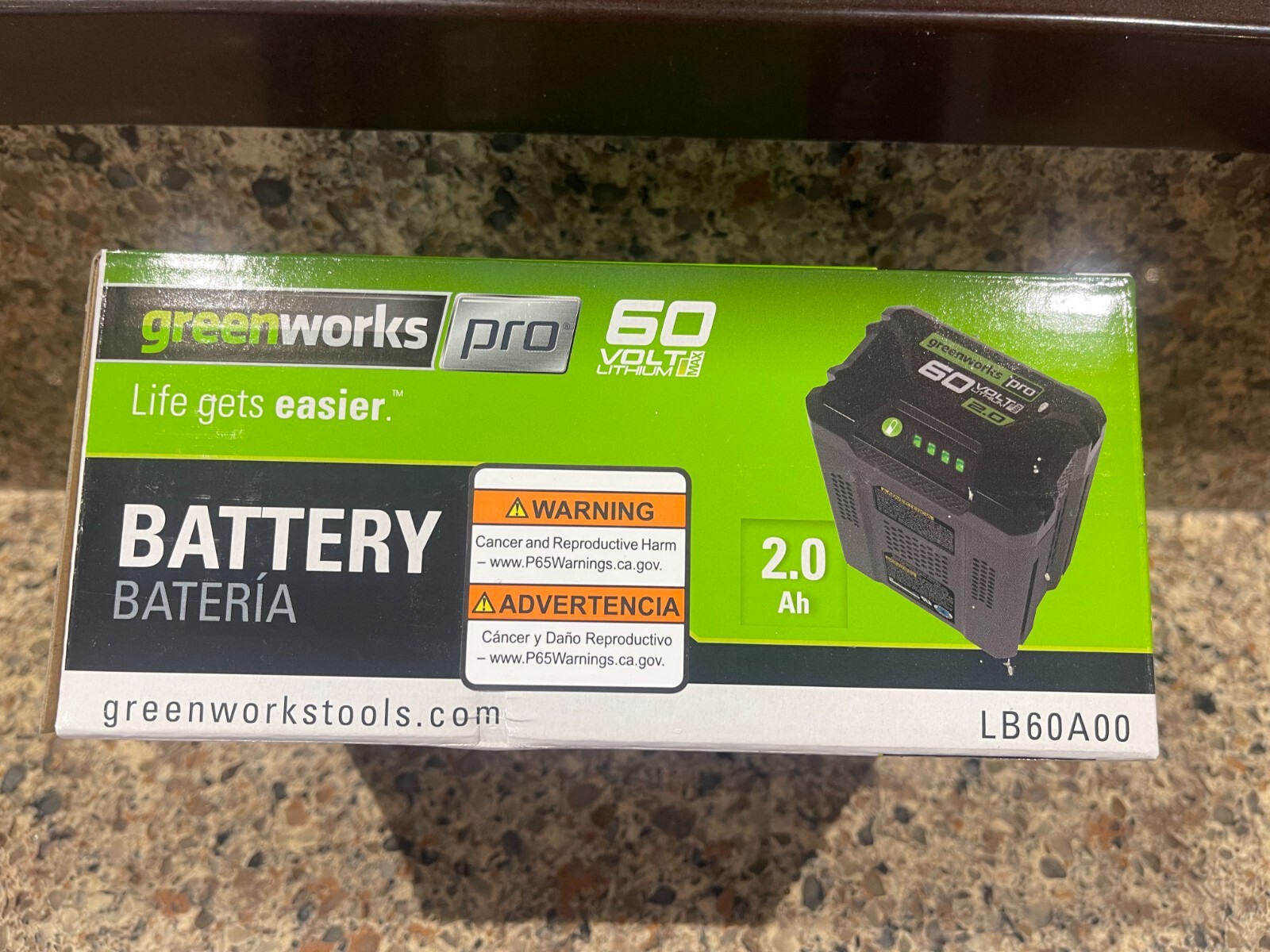NEW!! Greenworks Pro 60V 60-Volt Max 2 Ah Lithium Ion (li-ion) Battery – LB60A00