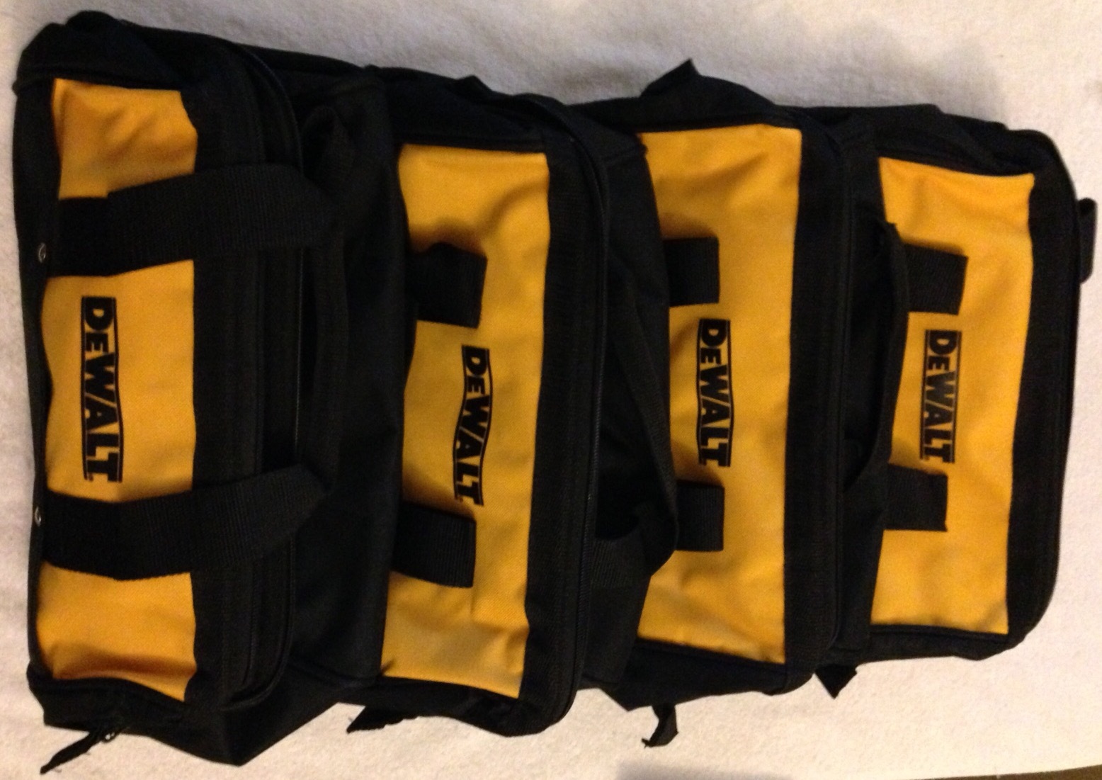 4 New Dewalt N037466 Heavy Duty Ballistic Nylon 13″ Tool Bags w/ Solid Runners