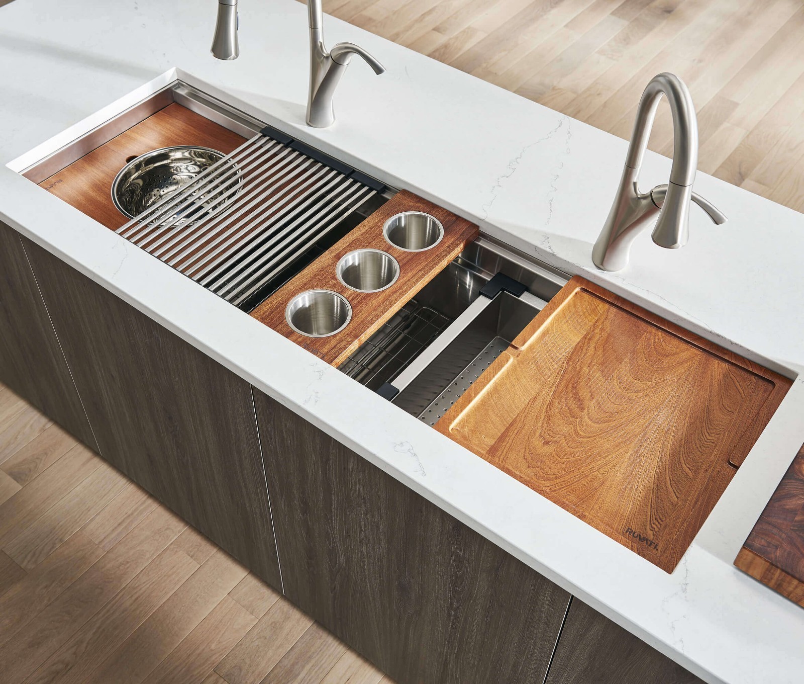 Ruvati 45″ Workstation Two-Tiered Undermount Kitchen Sink- RVH6333ST