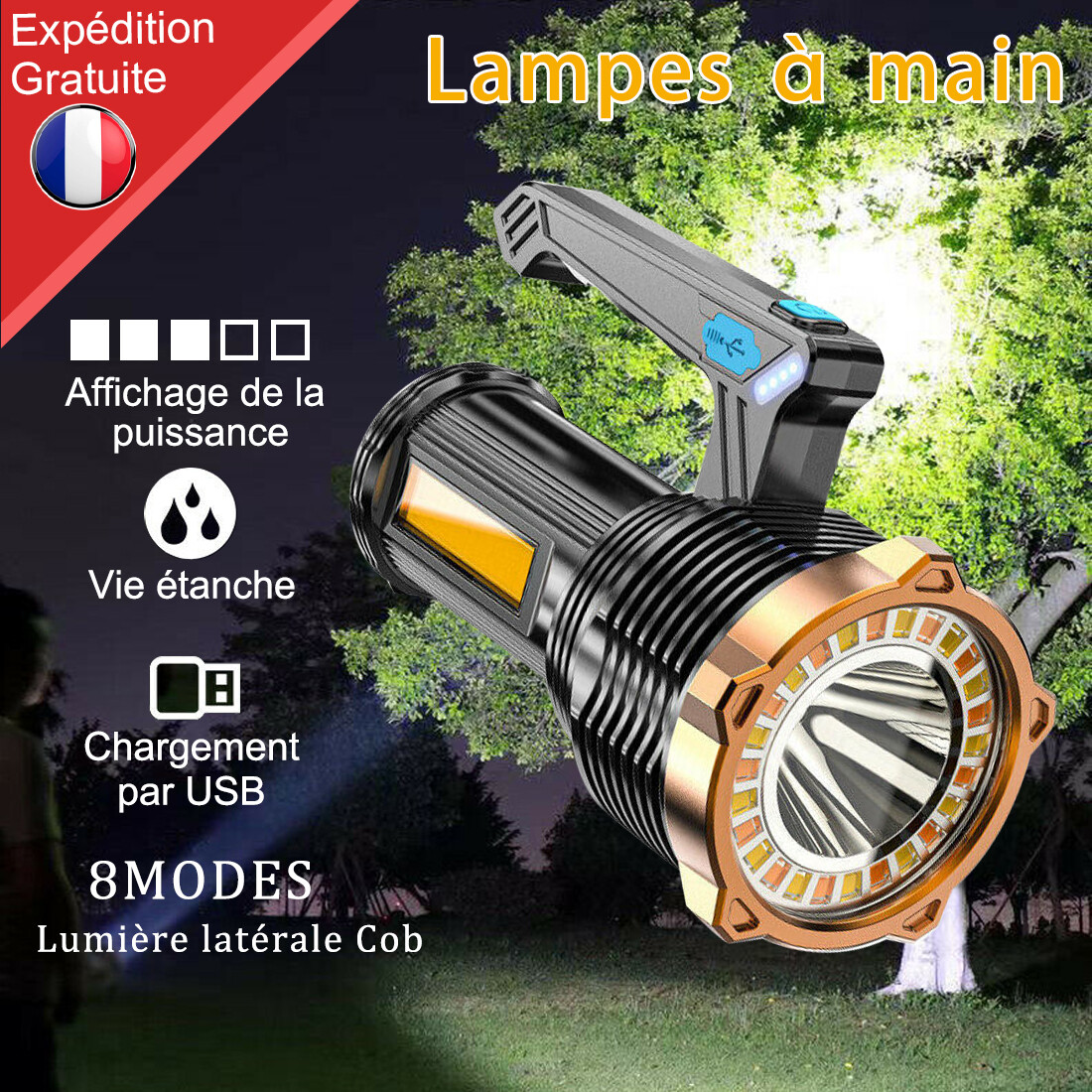 Most Powerful 99000000LM LED Flashlight Super Bright Torch USB Rechargeable Lamp