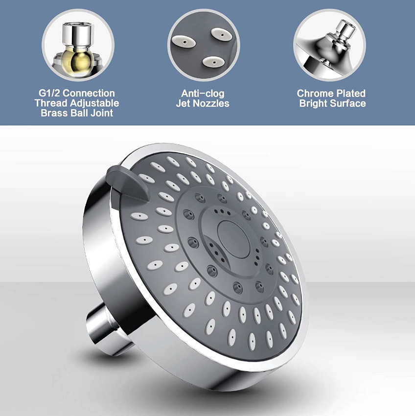 NEW Bath High Pressure Shower Head 5 Mode LARGE Chrome Handset Head Water Saving