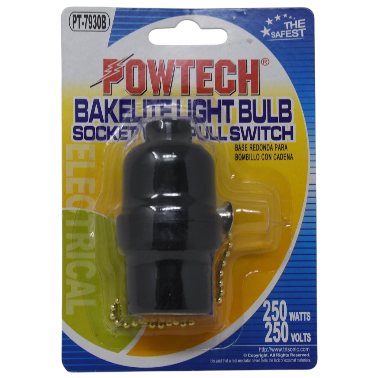 Bakelite Light Bulb Socket with On/Off Pull Switch (250 Watts 250 Volts)