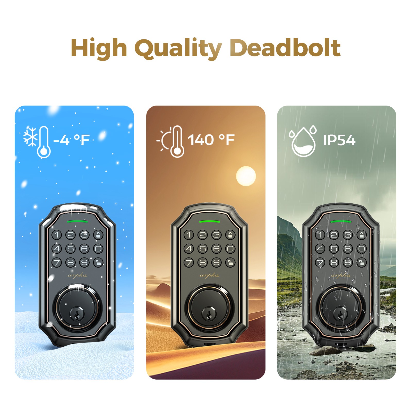 ARPHA Keyless Entry Smart Door Lock Anti-Peeping Password Keypad Auto Deadbolt