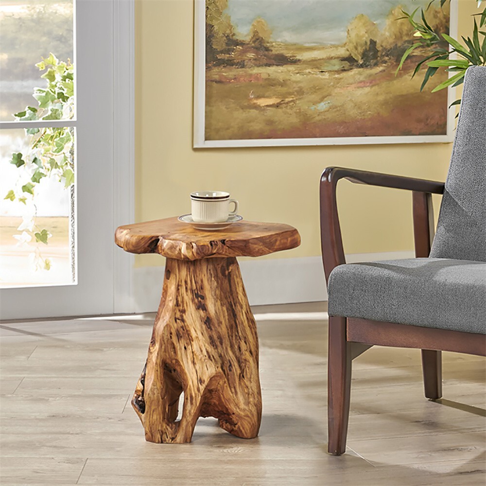 Rustic Cedar Roots Flower Stand Stool, Tree Stump Stool Side Table 19.5″ H