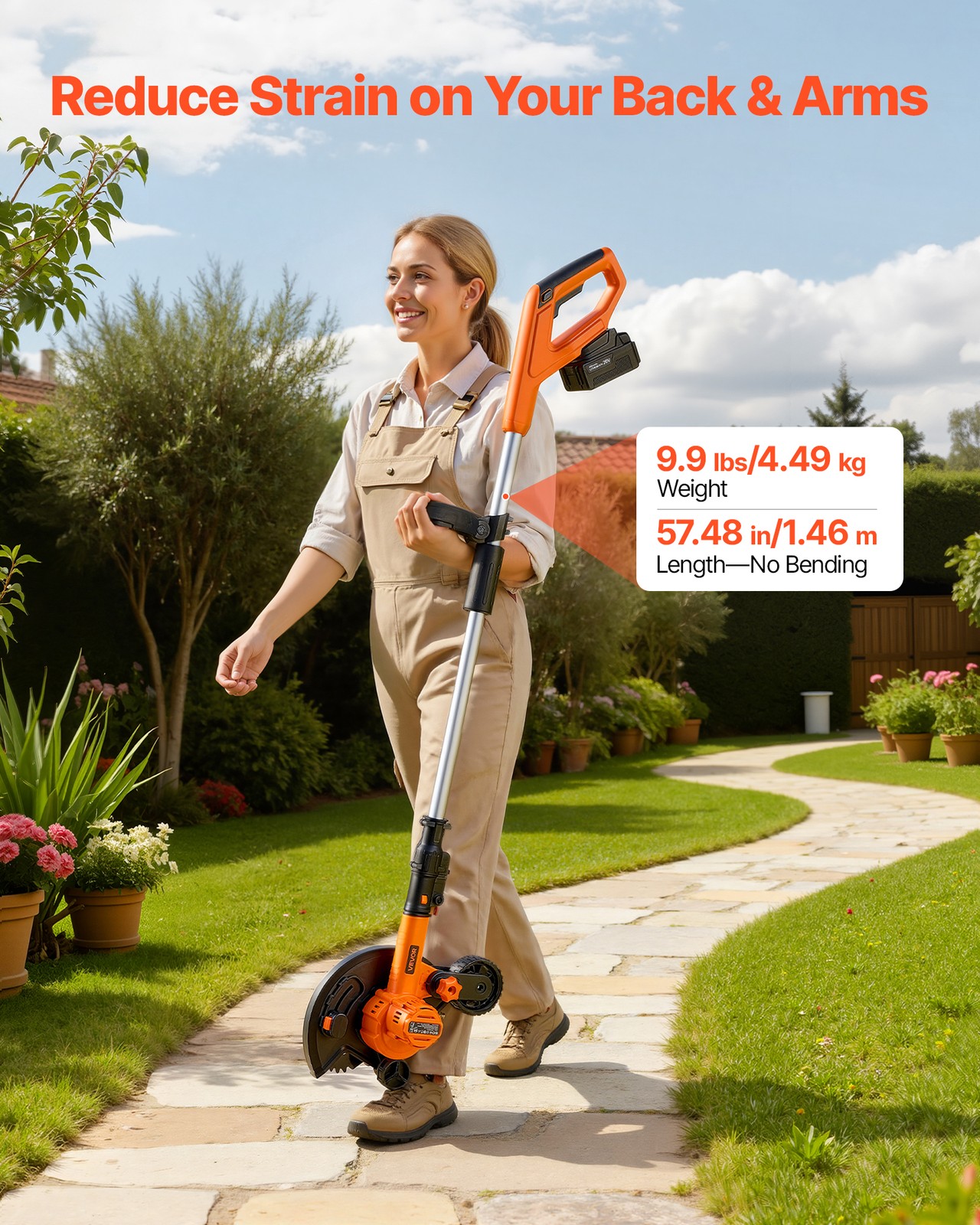 VEVOR Lawn Edger Battery Powered Cordless Edger Lawn Tool 8.8-inch Blade Length