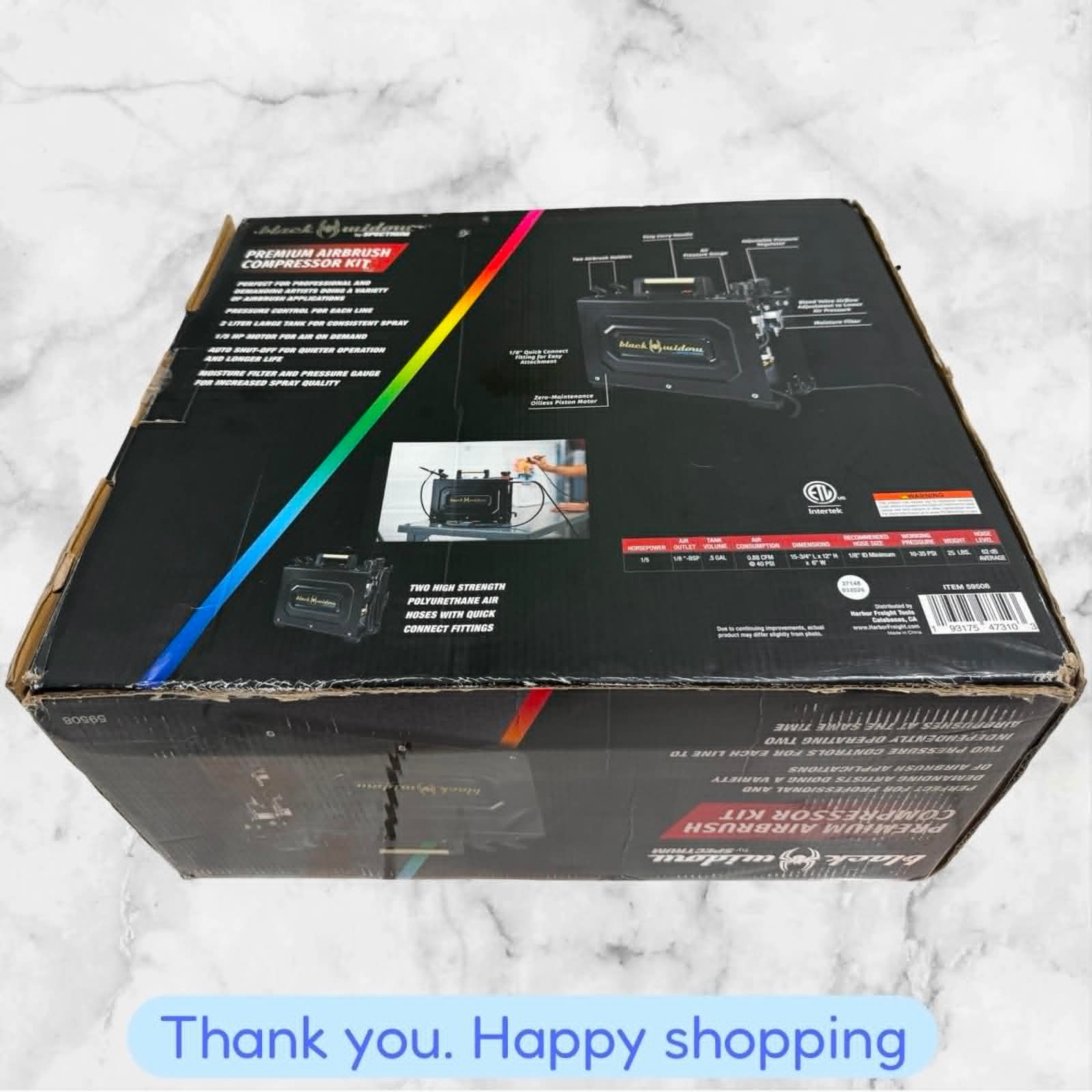 Black Widow Spectrum Professional Premium Airbrush Compressor Kit 59508 NEW SHIP
