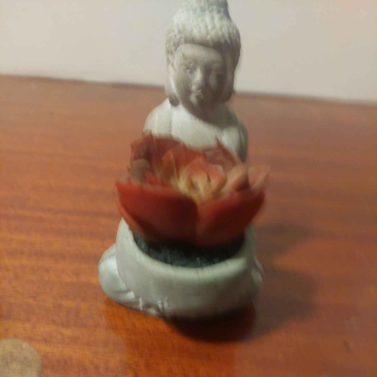 Buddha Statue Gray White Stone Cement Succulent Rocks Office Tabletop Religious