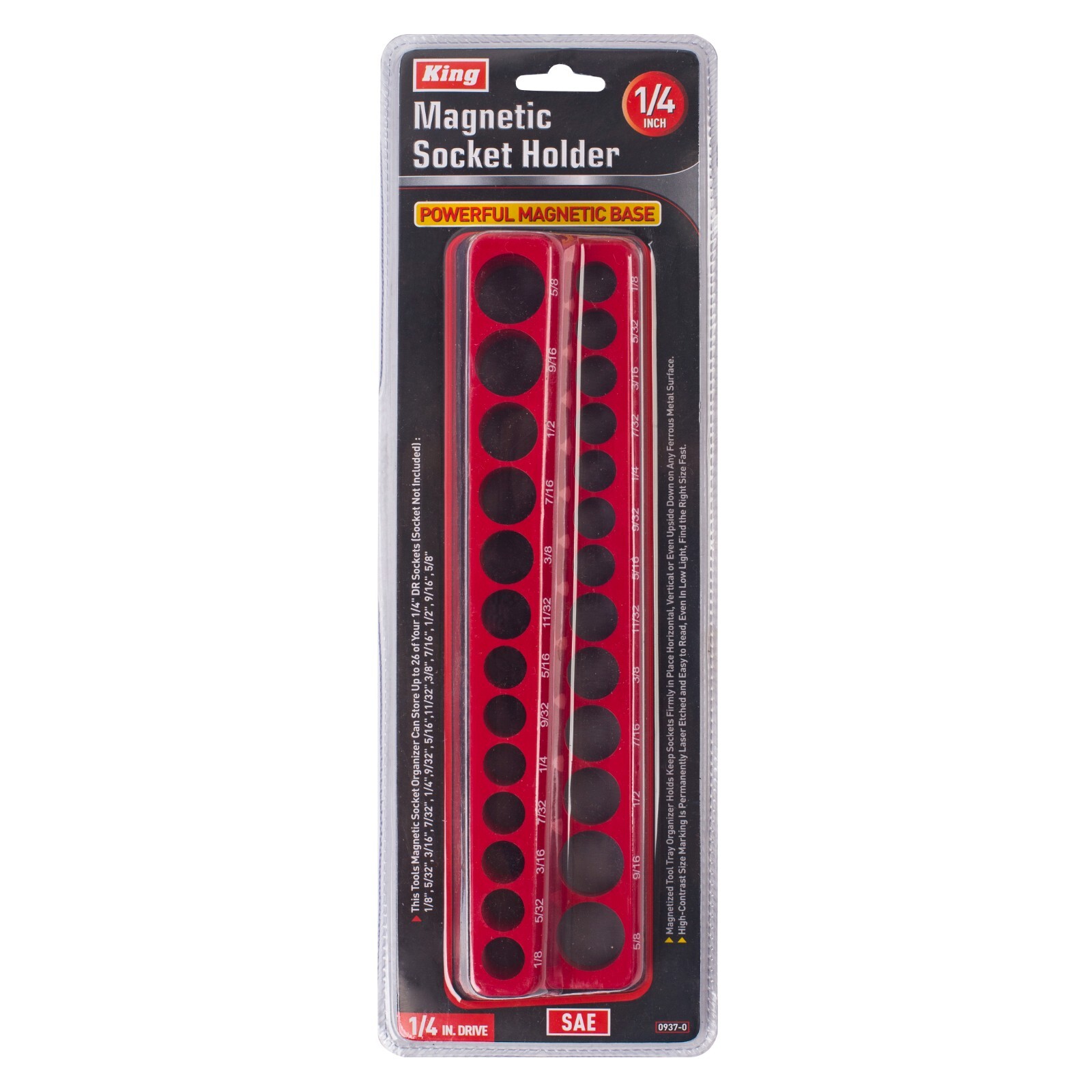 KING Magnetic Socket Organizer Holder 6-PACK Set 1/4” 3/8” 1/2” Metric SAE