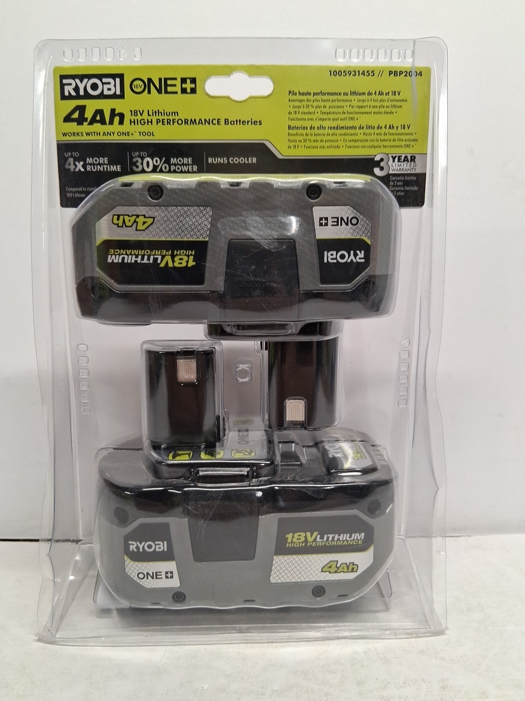 2 PACK Ryobi OEM HP Battery PBP2004 Lithium-Ion 18V ONE+ 4.0Ah Battery NEW