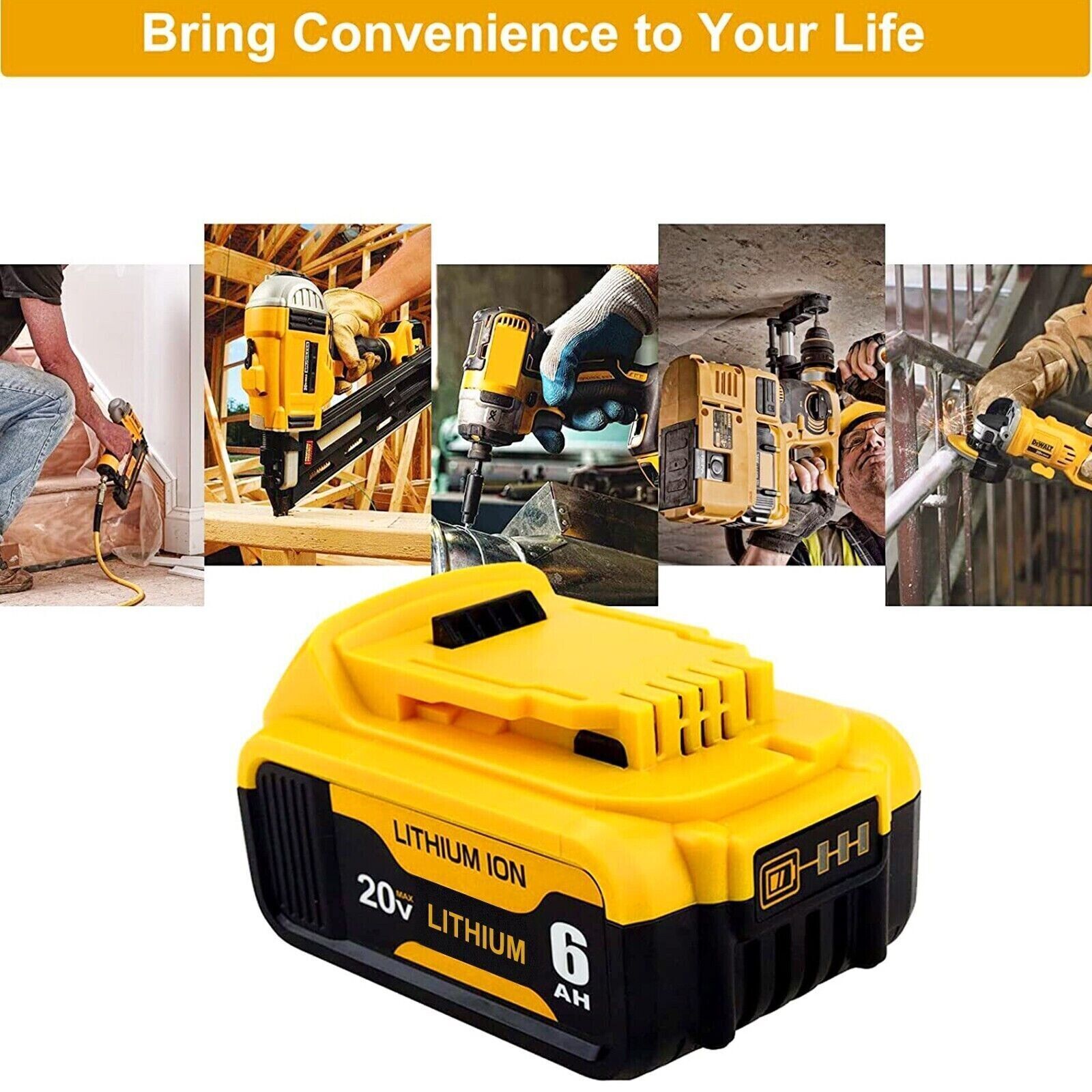 For DeWalt 20V 20 Volt Max 8.0AH Lithium Ion Battery DCB206-2 DCB205-2 DCB200-2