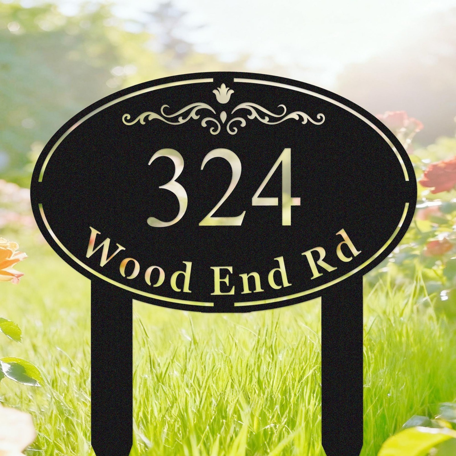 Custom Metal Address Sign, Personalized Yard Number Plaque