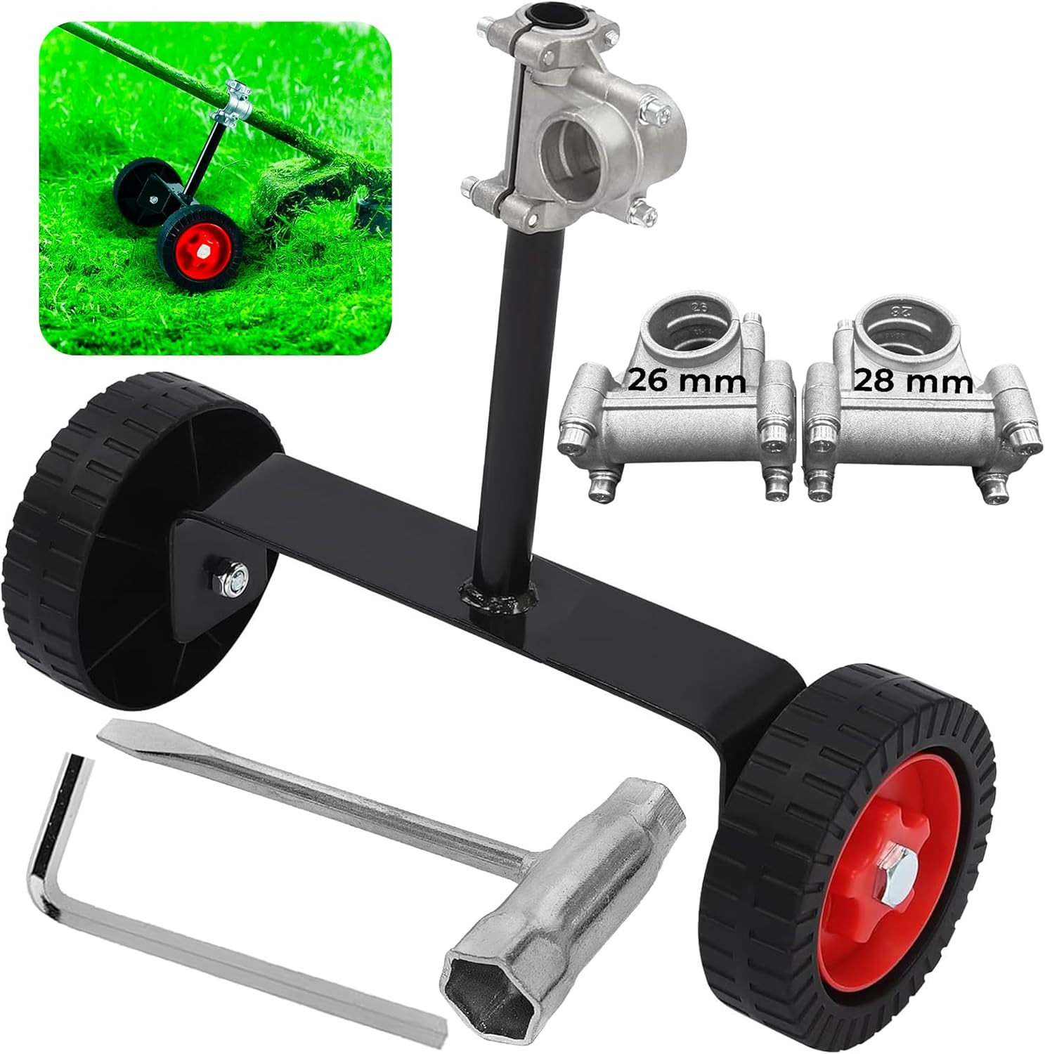 Grass Cutter Universal String Trimmer Wheel Attachment – Fits 26Mm & 28Mm Shafts