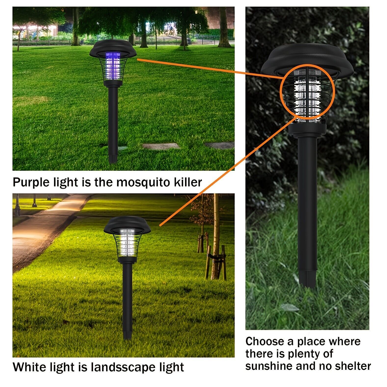 Solar Powered/Electric Mosquito Killer Lamp LED Trap Lamp Fly Bug Insect Zapper