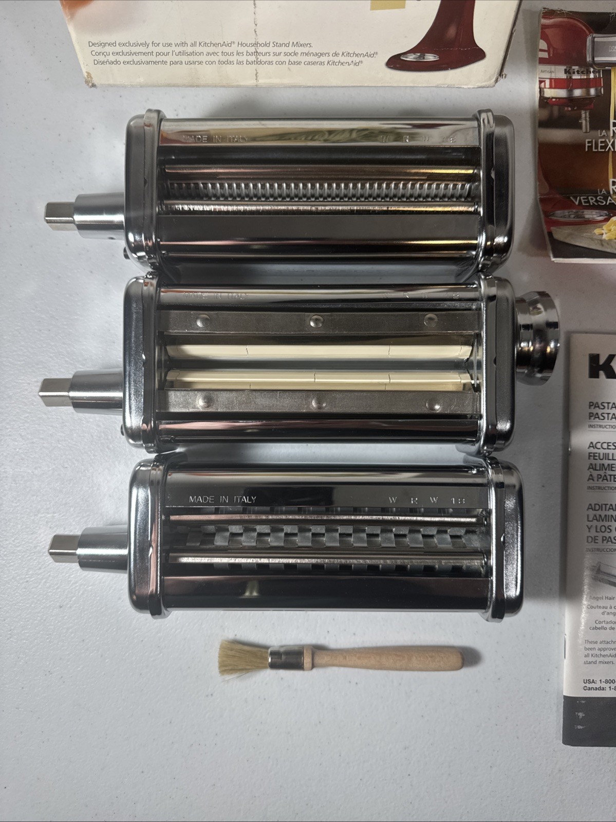 Kitchen Aid 3 Piece Pasta Roller & Cutter Made in Italy Read Description