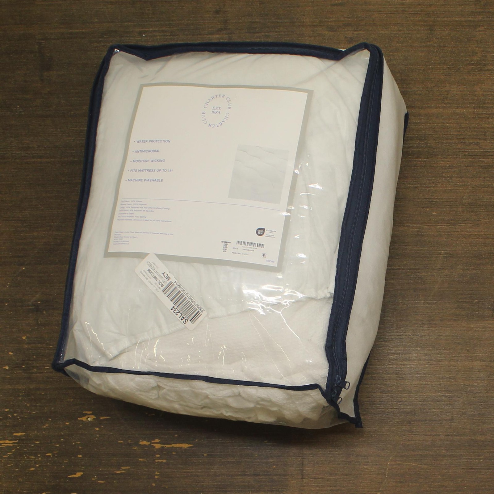 charter Club Continuous Protection Waterproof Mattress Pad LiquiDry White Queen