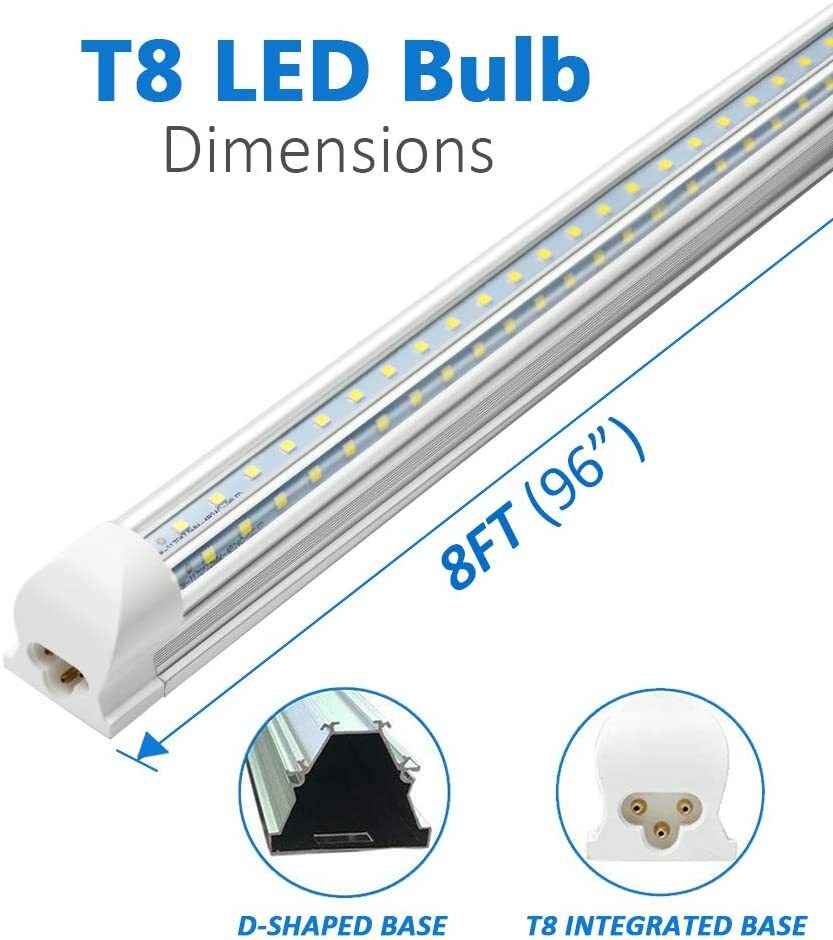 T8 2FT 4FT 8FT LED Shop Light Fixture 20W-120W LED Tube Light 6000K Linkable 36W