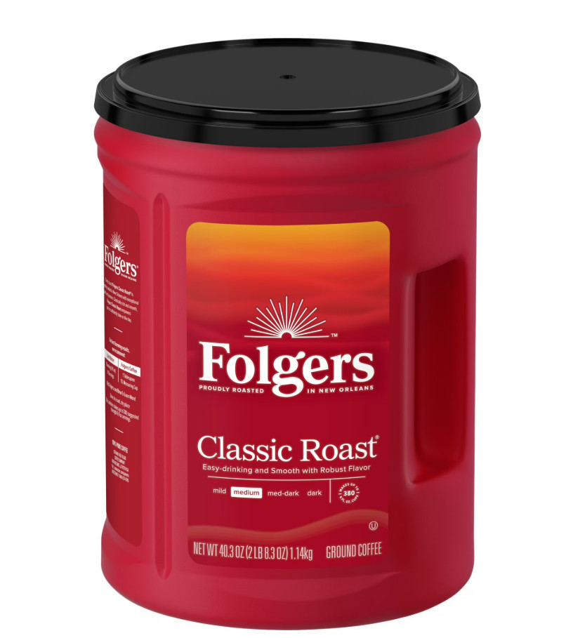 Folgers Classic Roast Ground Coffee, Medium Roast, 40.3 oz Canister