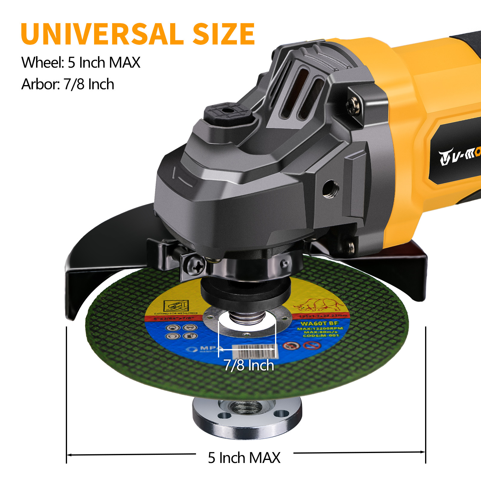Brushless Cordless 4-1/2″ to 5″ Angle Grinder For Dewalt 20V Battery (Tool Only)