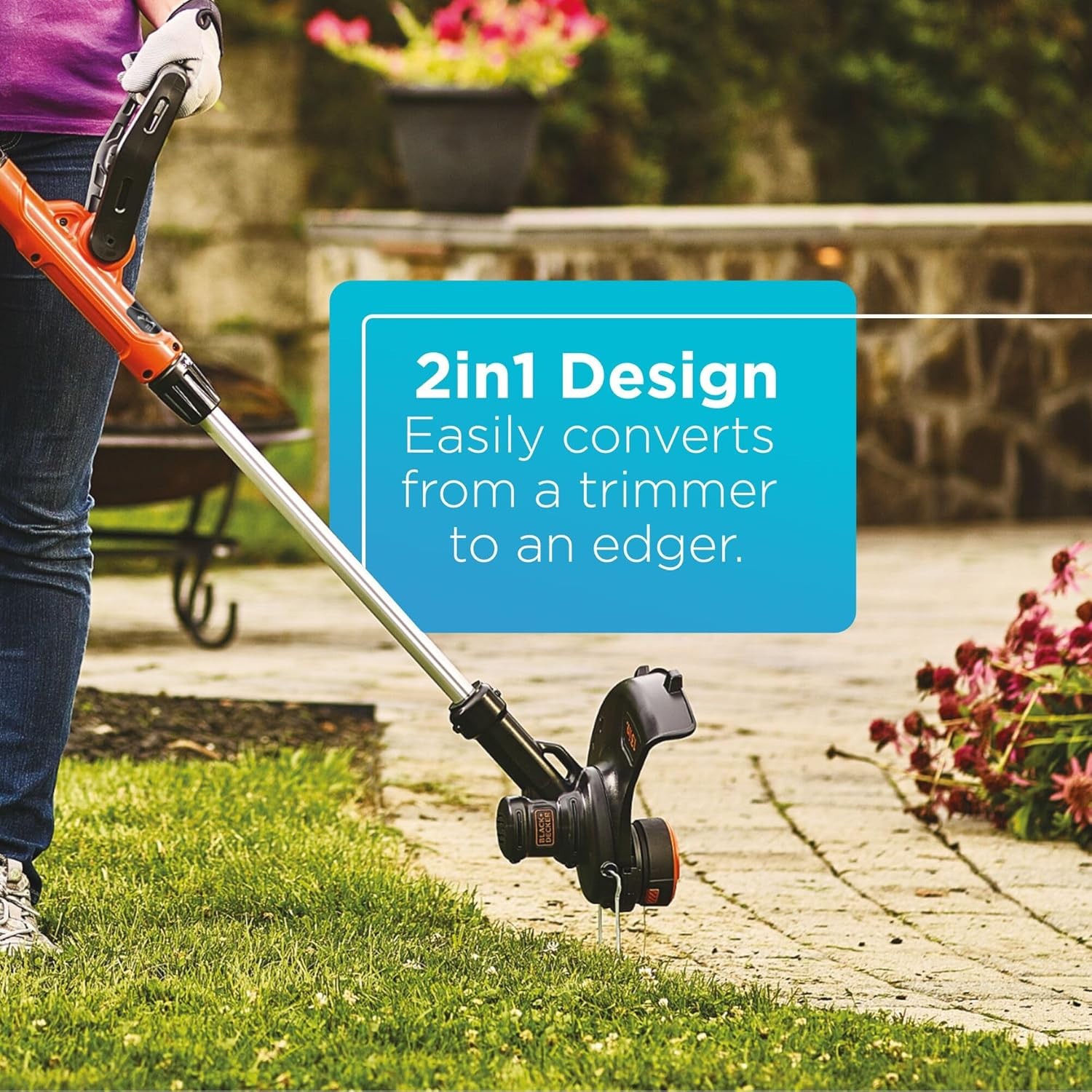 Black+Decker 40V MAX 13 Inch String Trimmer and Lawn Edger with Battery and Char