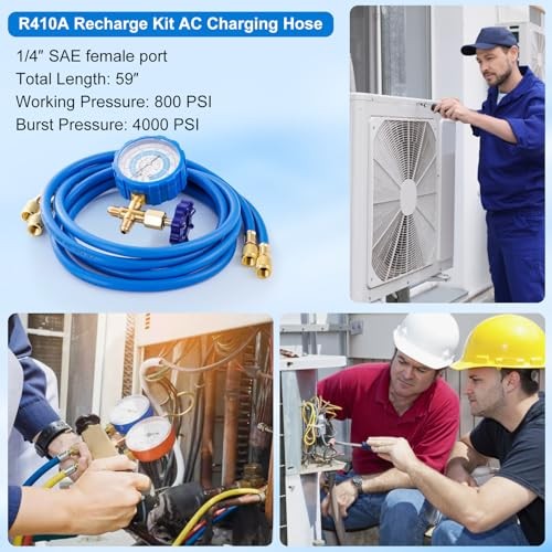 R410A Recharge Kit AC Charging Hose, R410A Manifold Gauge Set with R410A Mini