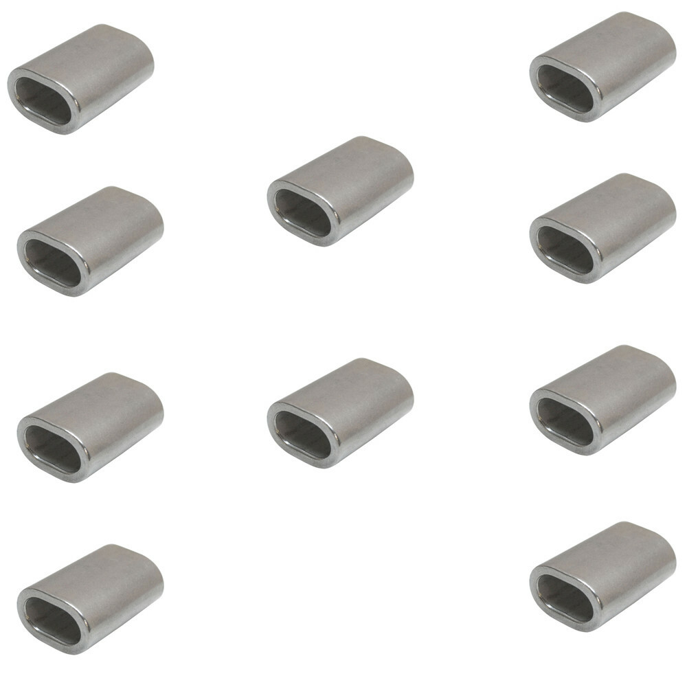 10 Pc 3/16″ Marine 316 Stainless Steel Wire Rope Oval Sleeve Sleeves Crimping