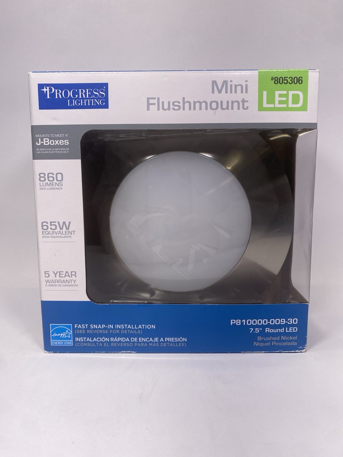 Progress Lighting 7.5-in Brushed Nickel Transitional LED Flush Mount Light