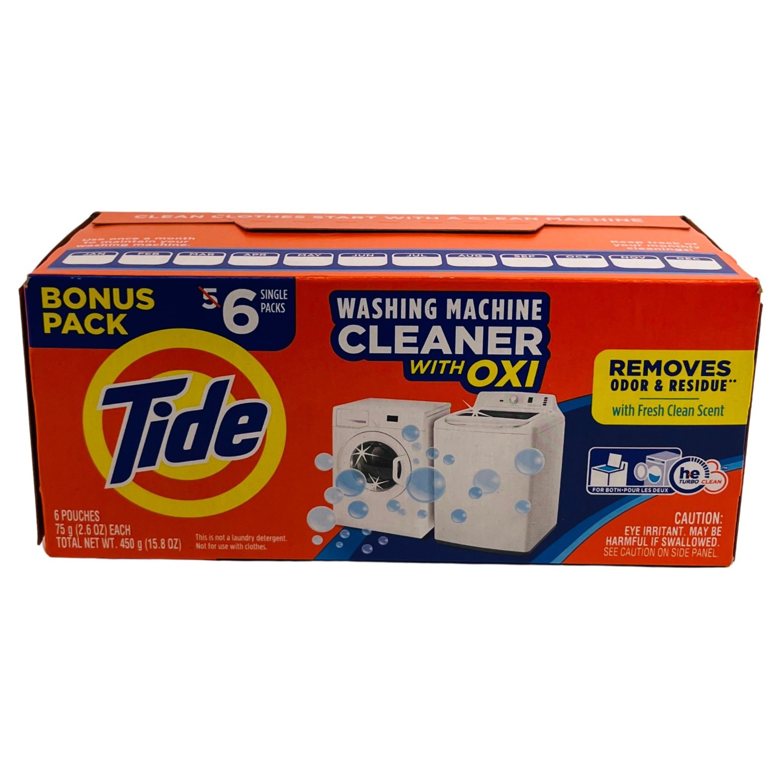 Tide Washing Machine Cleaner With Oxi 6 Pouches Bonus Pack 2 Pack New