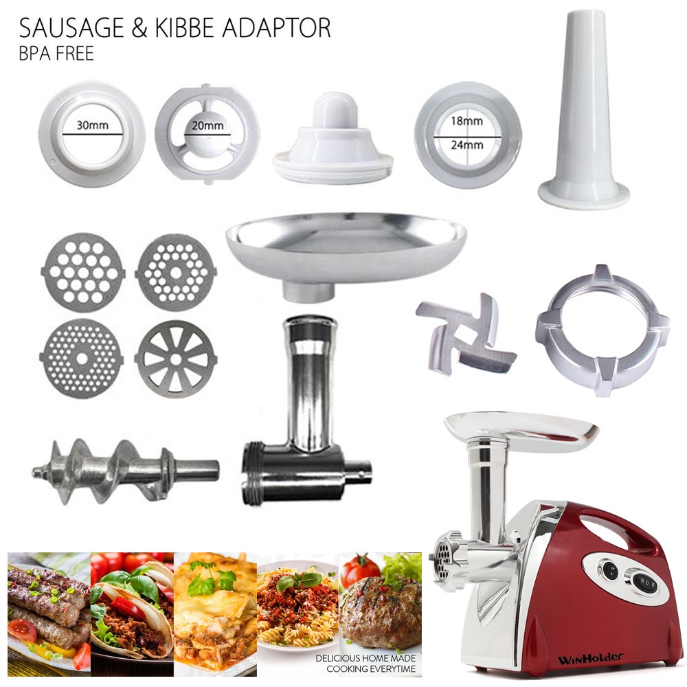 2800W Electric Meat Grinder Mincer Sausage Kibbe Maker Food Filler Machine Red