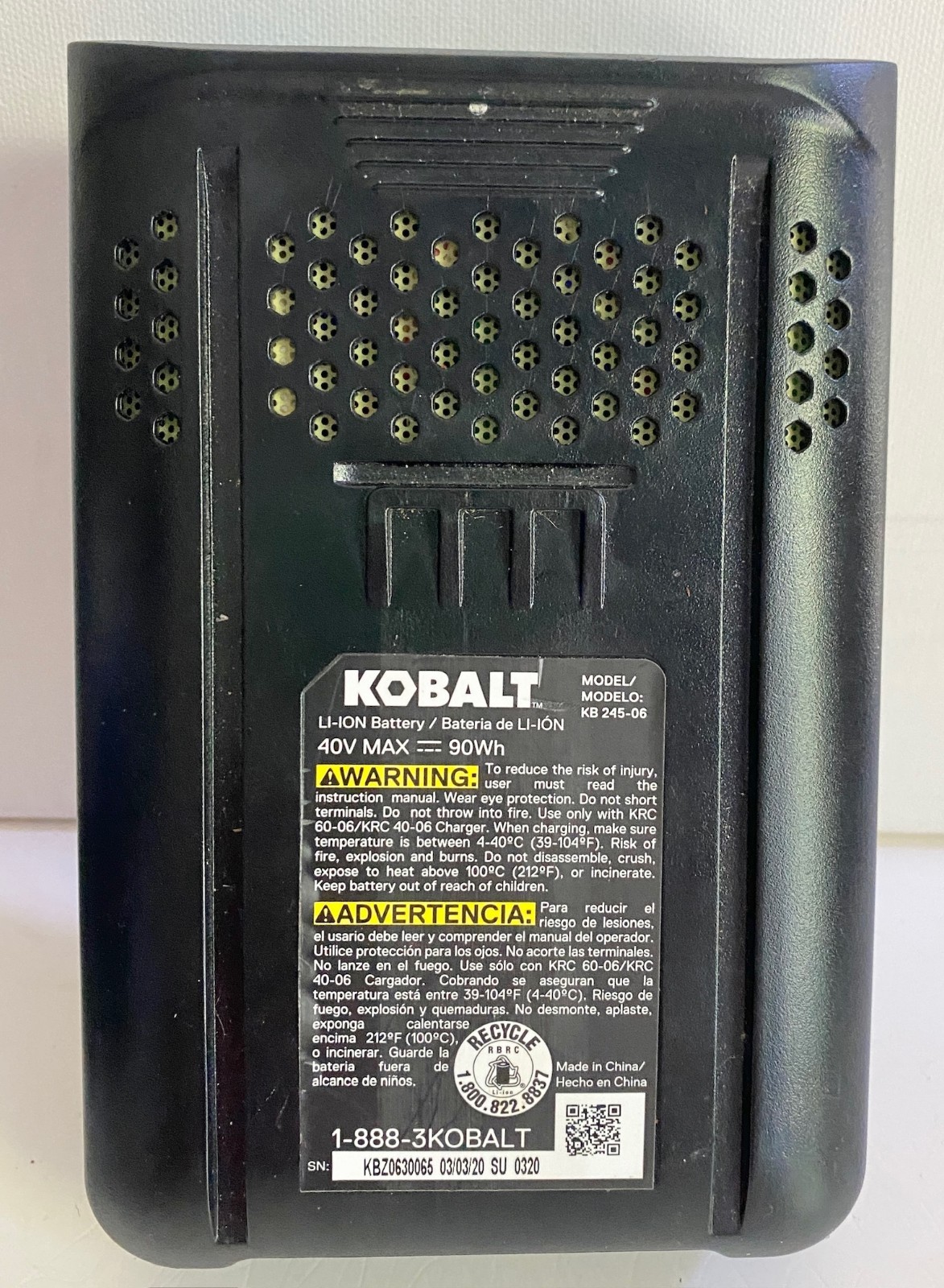Kobalt 40V Max Lithium-Ion Battery KB 245-06 and Charger KRC 40-06 Tested Works